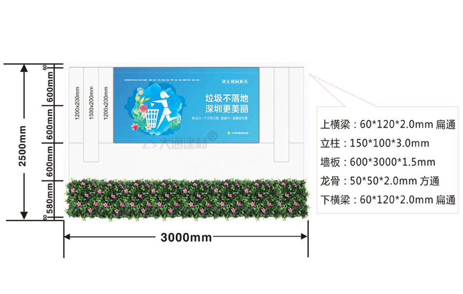 2.5米高深圳標(biāo)準(zhǔn)新型裝配式圍擋+高檔綠植圍擋 可定制生產(chǎn)